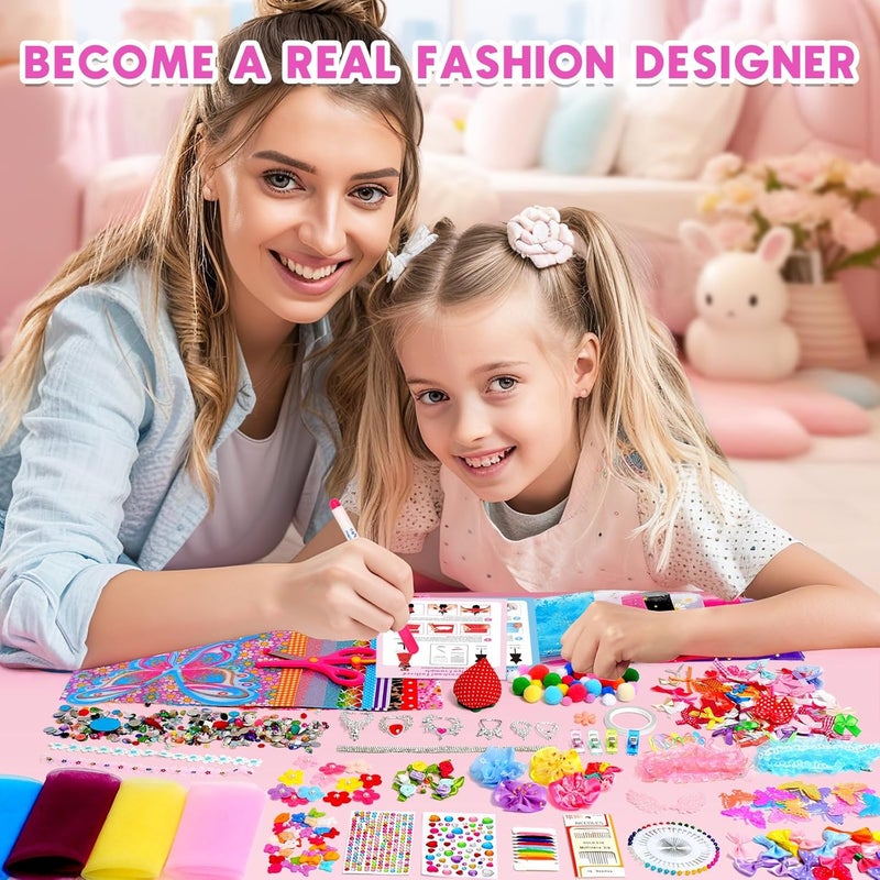 Sunrad 1500+ PCS Fashion Designer Kits for Girls with 6 Mannequins, DIY Arts & Crafts Sewing Kit for Kids Doll Clothes Making Toys, Birthday Gifts for Girls Age 6 7 8 9 10 11 12+ - Image 5